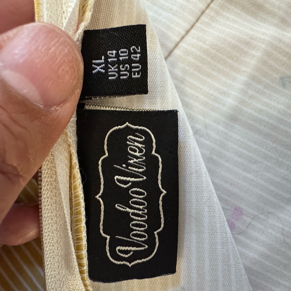 Voodoo Vixen Yellow Cherry Stripe Crop Top - Picture 5 of 5